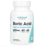 NUTRICOST, Women, Boric Acid, Vaginal Suppository, 600 mg, 60 Capsules