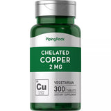 PIPING ROCK Chelated Copper (Amino Acid Chelate), 2 mg, 300 VEGETARIAN Tablets