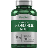 PIPING ROCK Chelated Manganese, 50 mg, 200 Vegetarian Tablets, 6 Months+ Supply