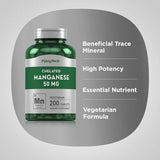 PIPING ROCK Chelated Manganese, 50 mg, 200 Vegetarian Tablets, 6 Months+ Supply