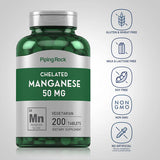 PIPING ROCK Chelated Manganese, 50 mg, 200 Vegetarian Tablets, 6 Months+ Supply