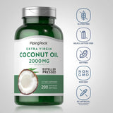 PIPING ROCK Coconut Oil (Extra Virgin), 2000 mg per serving, 200 Quick Release Softgels