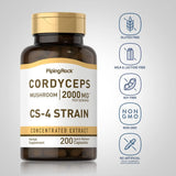 PIPING ROCK Cordyceps Mushroom, 2000 mg (per serving), 200 Quick Release Capsules