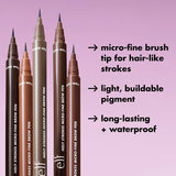 E.L.F. Holy Strokes Micro-Fine Pen, DARK BROWN - 0.02 fl oz, Waterproof Eyebrow Enhancer