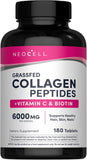 NEOCELL Grassfed Collagen Peptides + Vitamin C & Biotin, 180 Tablets