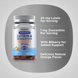 PIPING ROCK Lutein + Zeaxanthin (Delicious Orange), 21 mg (per serving), 60 Vegan Gummies