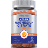 PIPING ROCK Magnesium Citrate, 70 Vegan Gummies, (Delicious Tangerine Flavour)