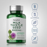 PIPING ROCK Milk Thistle Seed Extract, 3000 mg (per serving), 200 Quick Release Capsules