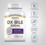 PIPING ROCK Ox Bile, 500 mg (per serving), 120 Quick Release Capsules