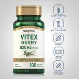 PIPING ROCK Vitex (Chasteberry Fruit), 820 mg, 100 Quick Release Capsules
