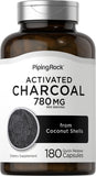 PIPING ROCK Activated Coconut Charcoal, 780 mg (per serving), 180 Quick Release Capsules