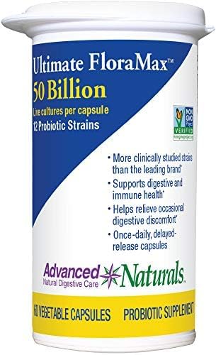 RENEW LIFE Ultimate Flora Max, 50 Billion, 12 Probiotic Strains, 60 Vegetarian Capsules, Advanced Naturals