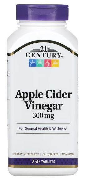 21st CENTURY Apple Cider Vinegar, 300 mg, 250 VEGAN Tablets
