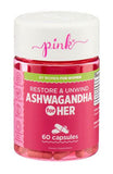 PINK Ashwagandha for Her, 60 Capsules, Restore and Unwind, By Women For Women