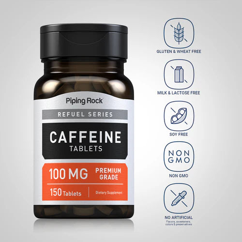 PIPING ROCK, Refuel Series Caffeine, 150 VEGETARIAN Tablets, 100 mg, Premium Grade