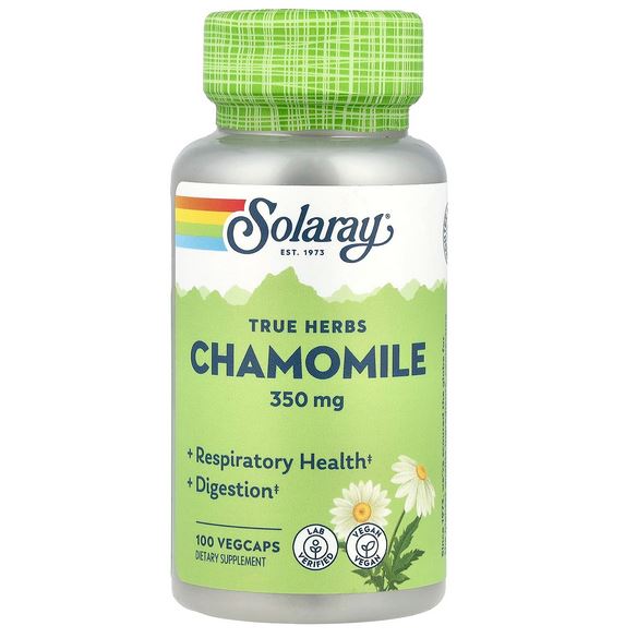 SOLARAY True Herbs, Chamomile, 350 mg, 100 Vegan Capsules