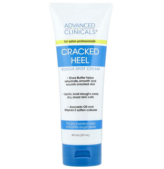 ADVANCED CLINICALS Cracked Heel, Rough Spot Cream, 8 fl oz (237 ml) Big Tube