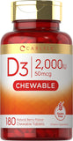 CARLYLE Vitamin D3, 2000 IU (Natural Berry Flavour), 180 Chewable Tablets, VEGETARIAN