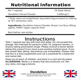 STERLING HEALTH High Strength Dandelion Extract 5000mg Vegan Capsules | Various Pack Sizes