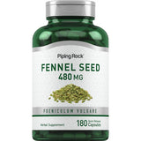PIPING ROCK Fennel Seed, 480 mg, 180 Quick Release Capsules