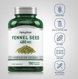 PIPING ROCK Fennel Seed, 480 mg, 180 Quick Release Capsules