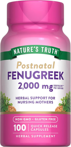 NATURE'S TRUTH Fenugreek, 2000 mg Serving, 100 Quick Release Capsules (1,000 mg per Capsule)