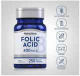 Folic Acid 400 mcg 250 Vegetarian Tablets Piping Rock 3