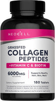 NEOCELL Grassfed Collagen Peptides + Vitamin C & Biotin, 180 Tablets