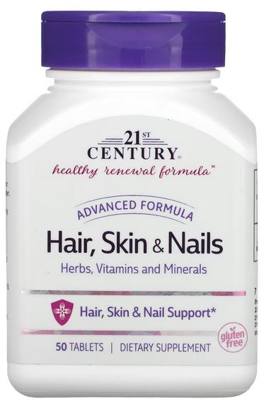21st CENTURY Advanced Formula Hair, Skin & Nails Support, 50 Tablets, Gluten Free