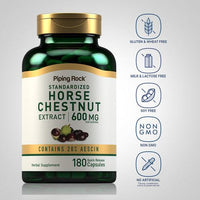 PIPING ROCK Horse Chestnut (Standardized Extract), 600 mg (per serving), 180 Capsules