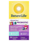 RENEW LIFE Ultimate Flora Kids Probiotic, 3 Billion CFU, 30 Chewable Tablets, Berry-Licious Flavor