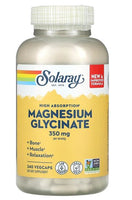 SOLARAY Magnesium Glycinate, 240 VEGAN Capsules, 350 per Serving, High Absorption