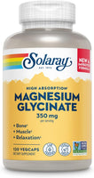 SOLARAY Magnesium Glycinate, 120 VEGAN Capsules, 350 per Serving, High Absorption