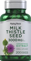 PIPING ROCK Milk Thistle Seed Extract, 3000 mg (per serving), 200 Quick Release Capsules