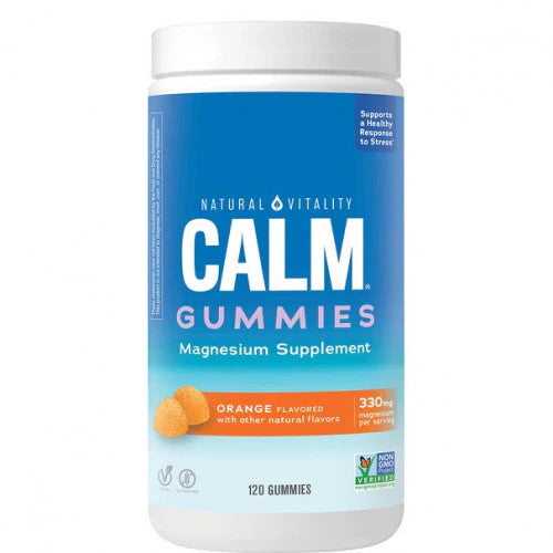 Natural Vitality CALM, 120 Orange Flavour Vegan Gummies, Magnesium Supplement