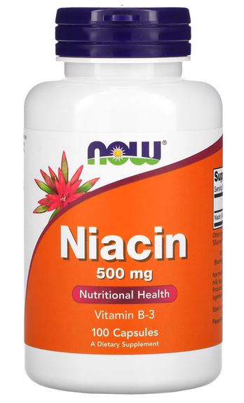 NOW Foods Niacin, 500 mg, Vitamin B3, 100 Capsules