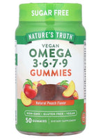 NATURE'S TRUTH Vegan Omega 3-6-7-9 Gummies, Natural Peach, 50 Gummies