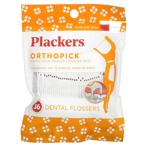 PLACKERS Orthopick, Dental Flossers, 36 Count, Tooth Picks for Braces
