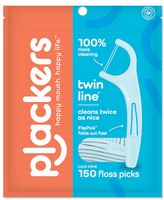 PLACKERS 150 x Twin Line DENTAL FLOSSERS, Bargain Pack, Cool Mint