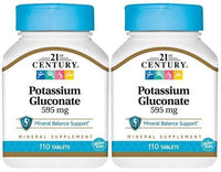21st CENTURY Potassium Gluconate 595mg, 110 Tablets, Gluten Free