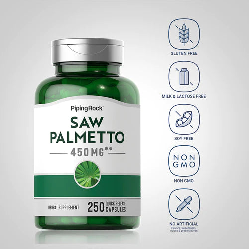 PIPING ROCK Saw Palmetto, 450 mg, 250 Quick Release Capsules