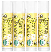 SIERRA BEES Organic Lip Balms, Creme Brulee (Vanilla), 4 Pack, 0.15 oz (4.25 g) Each