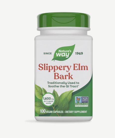 NATURE'S WAY Slippery Elm Bark 400mg 100 Capsules VEGAN