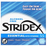 STRIDEX Essential with Vitamins, Alcohol Free, 55 Soft Touch Pads, Acne, Stridex Pads UK