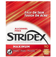 STRIDEX, Maximum, 90 Soft Touch Pads, Alcohol Free, Acne, Stridex Pads UK