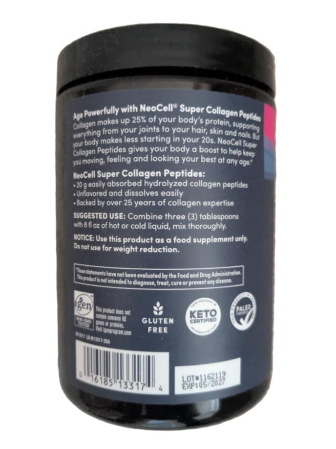 Poudre Super Collagène NeoCell Avec Peptides - 280g - Sans Gluten, Vegan - Date Péremption 05/2027