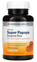 AMERICAN HEALTH Super Papaya Enzyme Plus, 180 Chewable Tablets, With Bromelain