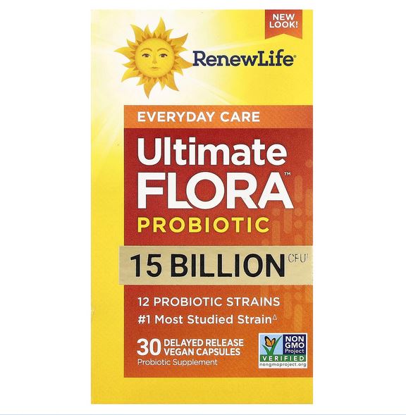 RENEW LIFE Ultimate Flora™, Probiotic, 15 Billion CFU, 30 VEGAN Capsules, Delayed Release