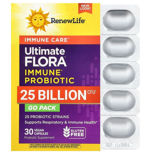 RENEW LIFE Ultimate Flora™ Immune Care Probiotic, 25 Billion CFU, 30 VEGAN Capsules