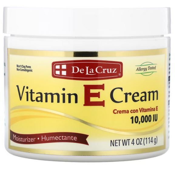 DE LA CRUZ Vitamin E Cream, 10,000 IU, 4 oz (114 g)